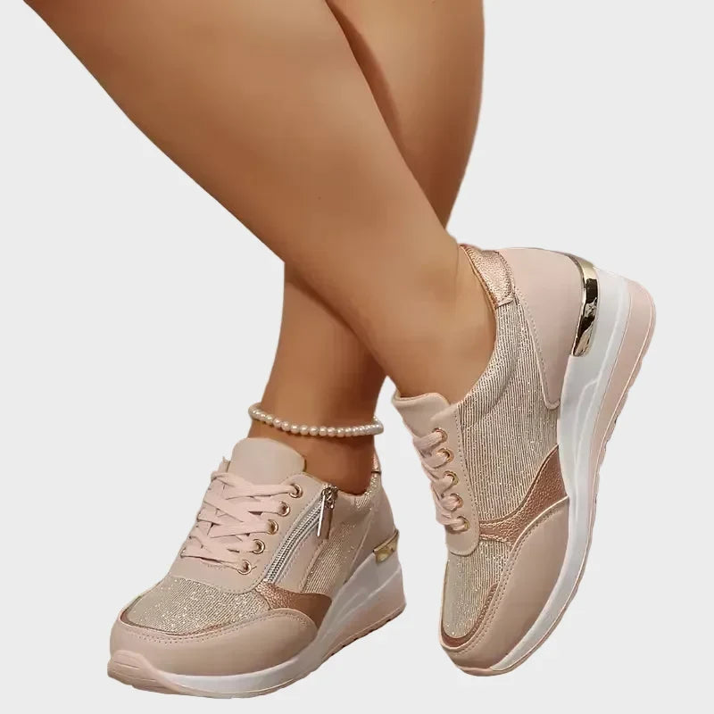 Sneakers ortopediche da donna con lacci e zip laterale