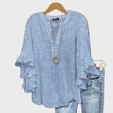 Mia - Blusa da donna a righe con maniche a balze