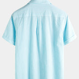 Camicia estiva da uomo in cotone a maniche corte con taschino