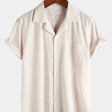 Camicia estiva da uomo in cotone a maniche corte con taschino