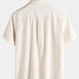 Camicia estiva da uomo in cotone a maniche corte con taschino