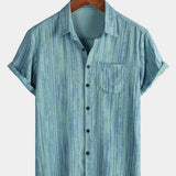 Camicia da uomo traspirante a righe blu con tasca