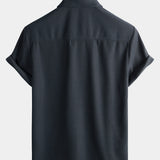 Camicia estiva da uomo a quadri ampia con bottoni