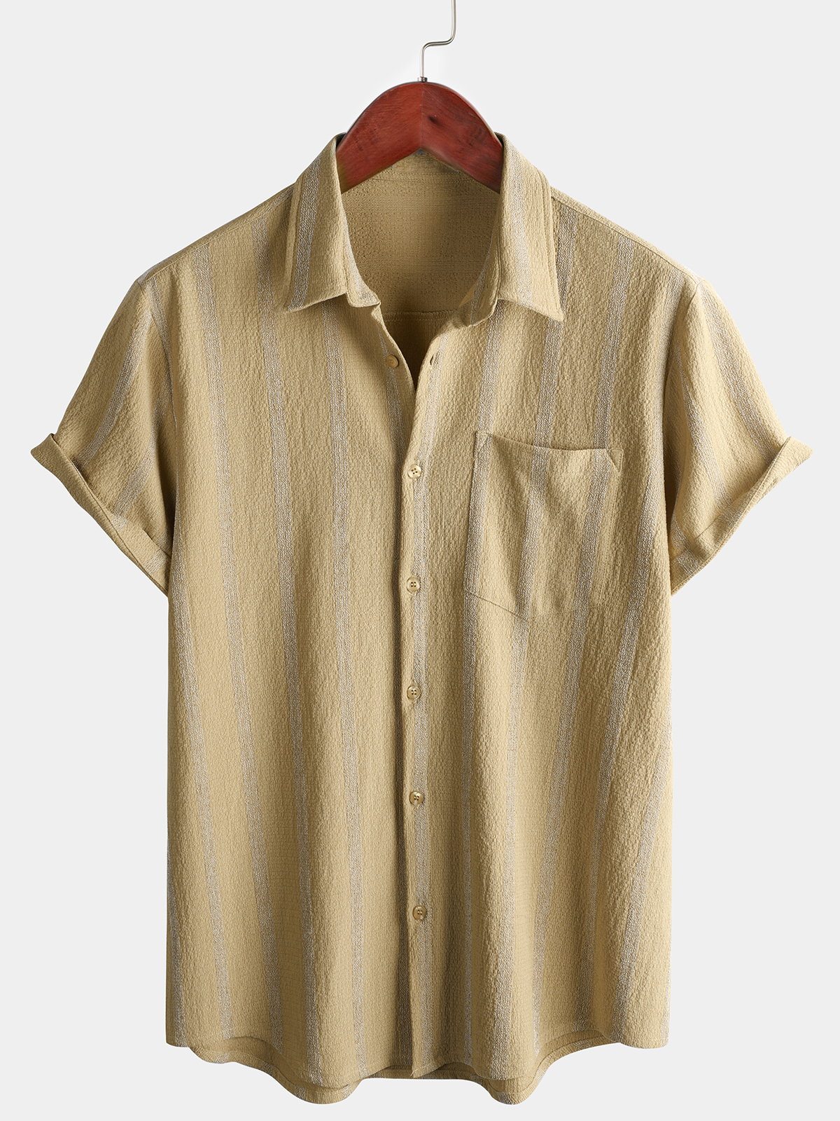 Camicia hawaiana da uomo a righe vintage con taschino