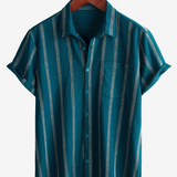 Camicia hawaiana da uomo a righe vintage con taschino