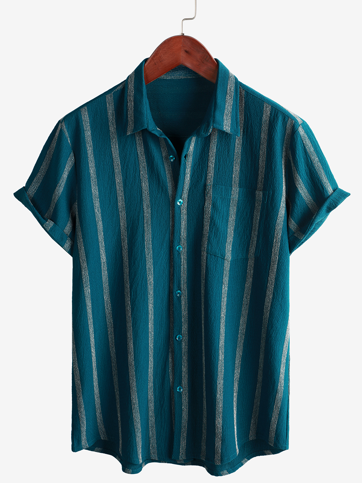 Camicia hawaiana da uomo a righe vintage con taschino