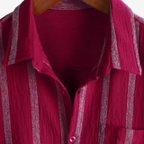 Camicia hawaiana da uomo a righe vintage con taschino
