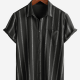 Camicia hawaiana da uomo a righe vintage con taschino