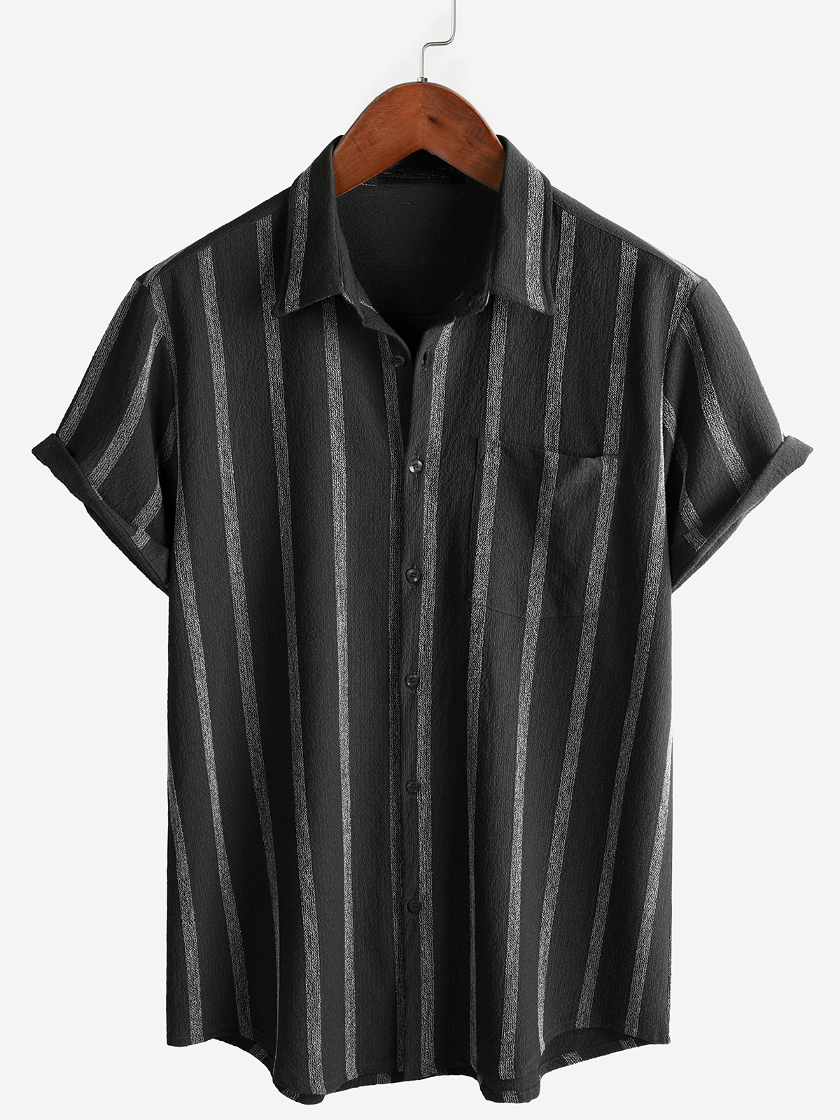 Camicia hawaiana da uomo a righe vintage con taschino