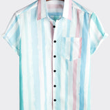 Camicia estiva da uomo a righe blu e rosa