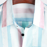 Camicia estiva da uomo a righe blu e rosa