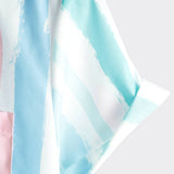 Camicia estiva da uomo a righe blu e rosa