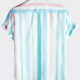 Camicia estiva da uomo a righe blu e rosa