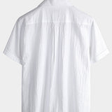 Camicia estiva da uomo in cotone a maniche corte con taschino