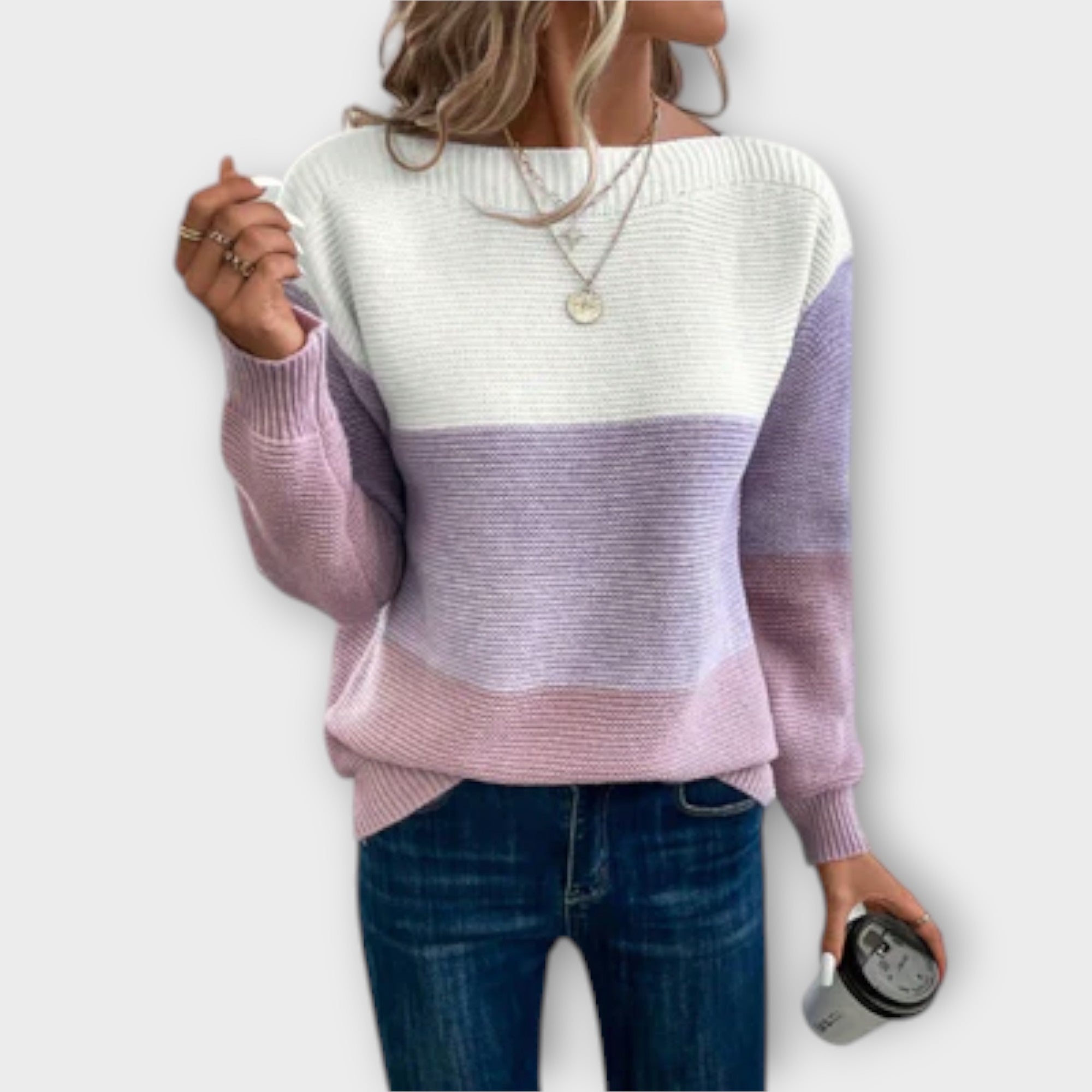 Clara - Maglione patchwork elegante tricolore