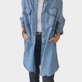 Adriana - Camicia in denim a maniche lunghe con colletto classico