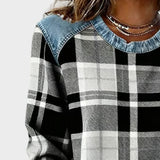 Ivy - Felpa da donna patchwork a quadri