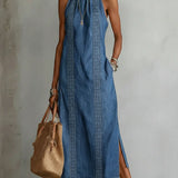 Giulia - Abito in denim con pizzo in stile retrò
