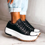 Sneakers con plateau in tela da donna con suola in gomma