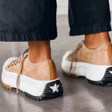 Sneakers con plateau in tela da donna con suola in gomma