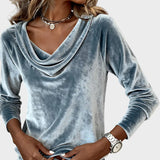 Samuela - Top in velluto con colletto drappeggiato