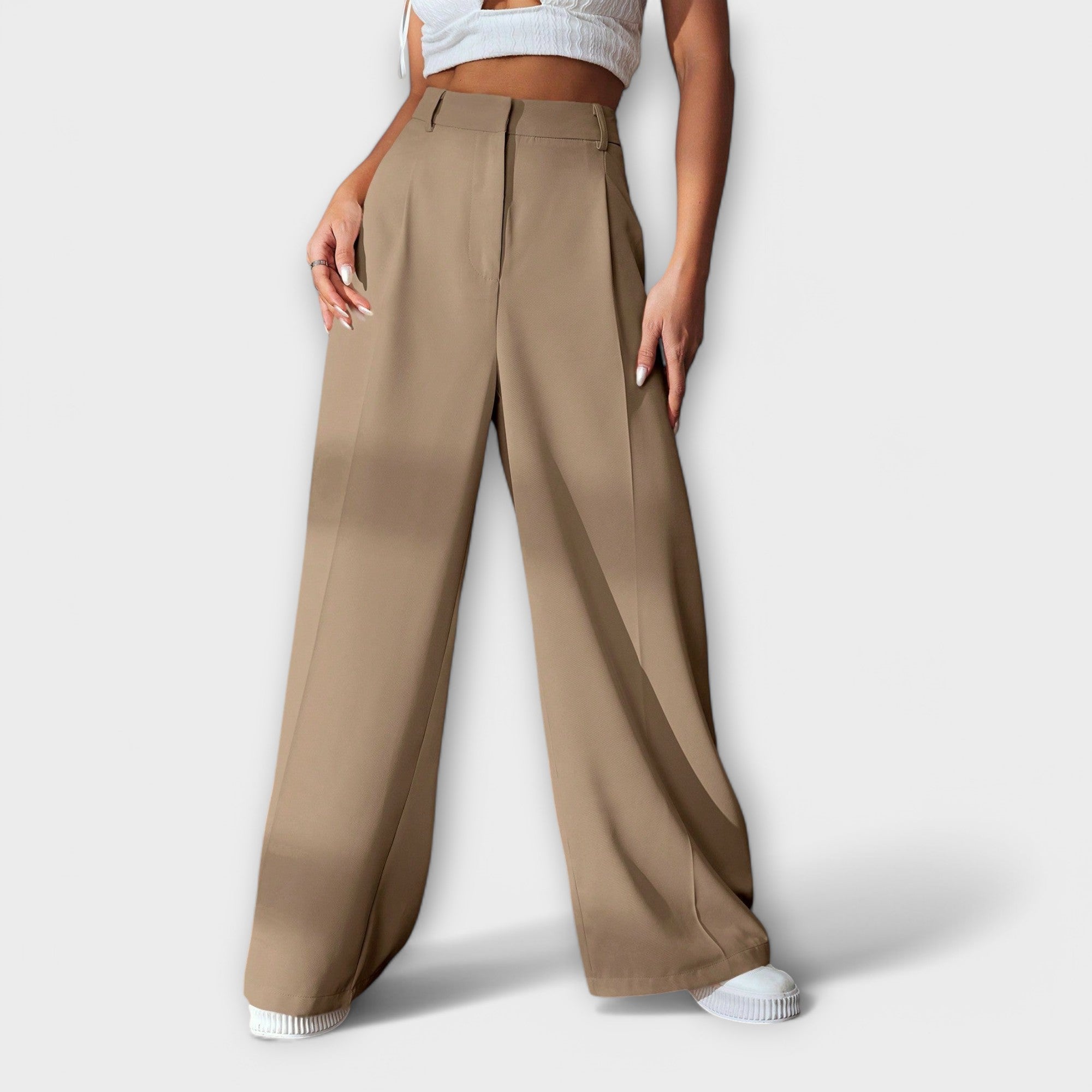 Pantaloni larghi da donna a vita alta