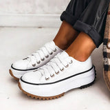 Sneakers con plateau in tela da donna con suola in gomma
