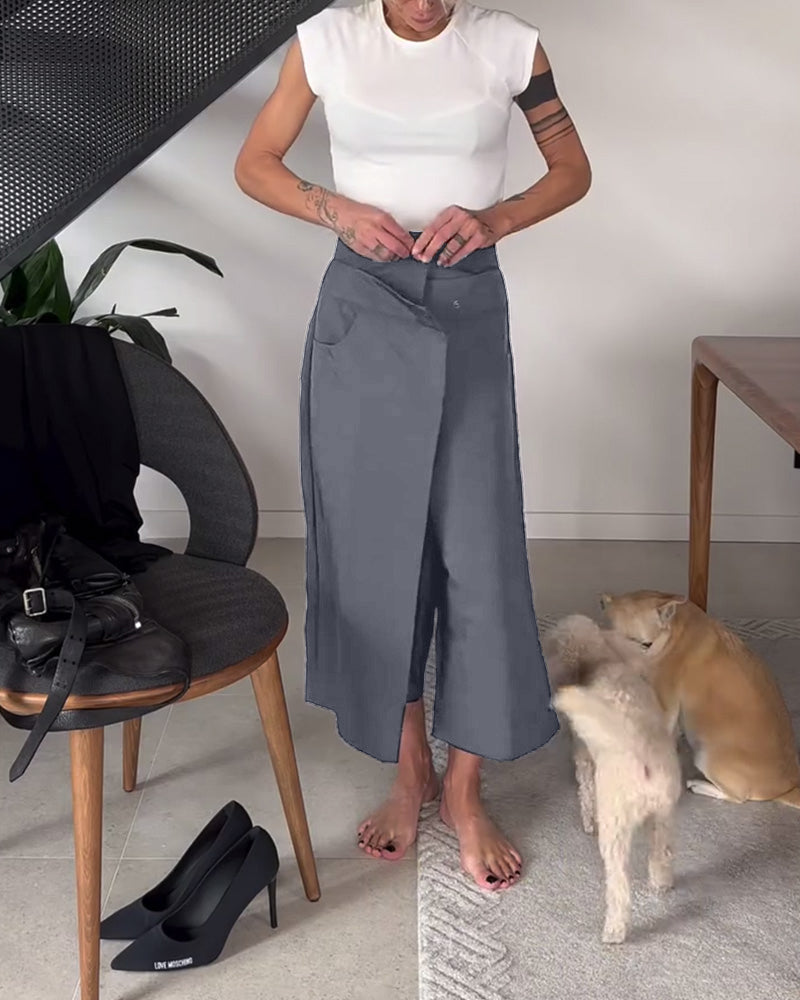 Pantaloni casual asimmetrici a tinta unita