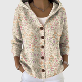 Cardigan comodo in maglia con cappuccio