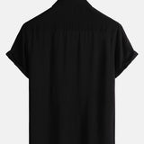 Camicia casual da uomo nera a maniche corte