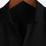 Camicia casual da uomo nera a maniche corte