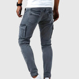 Marino - Pantaloni cargo con elastan