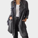 Adriana - Camicia in denim a maniche lunghe con colletto classico