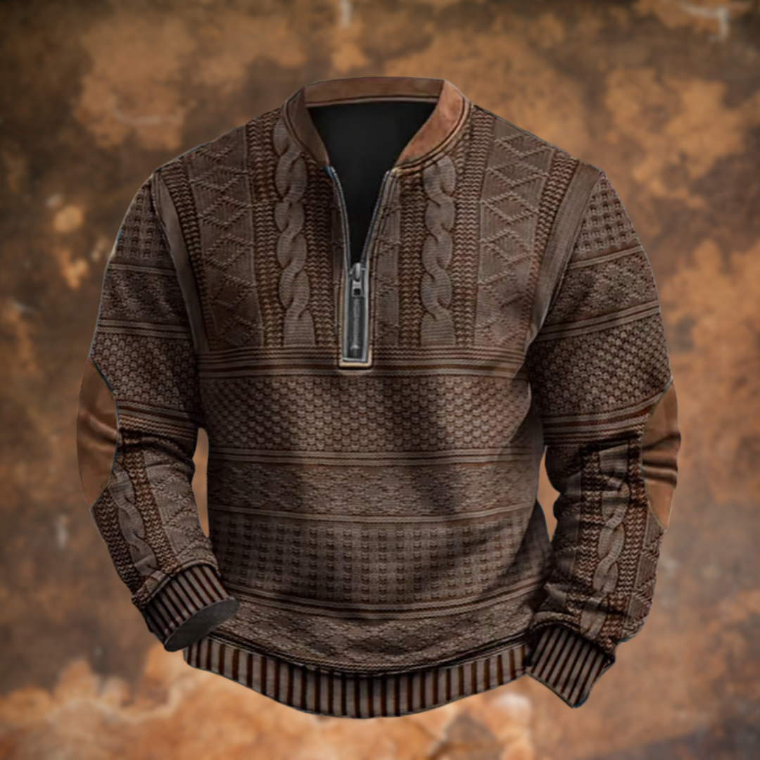 Antonio - Maglione da uomo con mezza zip e dettagli di stile
