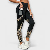 Pantaloni sportivi a vita alta leopardati