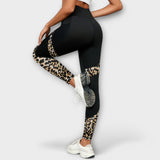 Pantaloni sportivi a vita alta leopardati