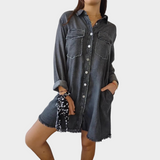 Adriana - Camicia in denim a maniche lunghe con colletto classico