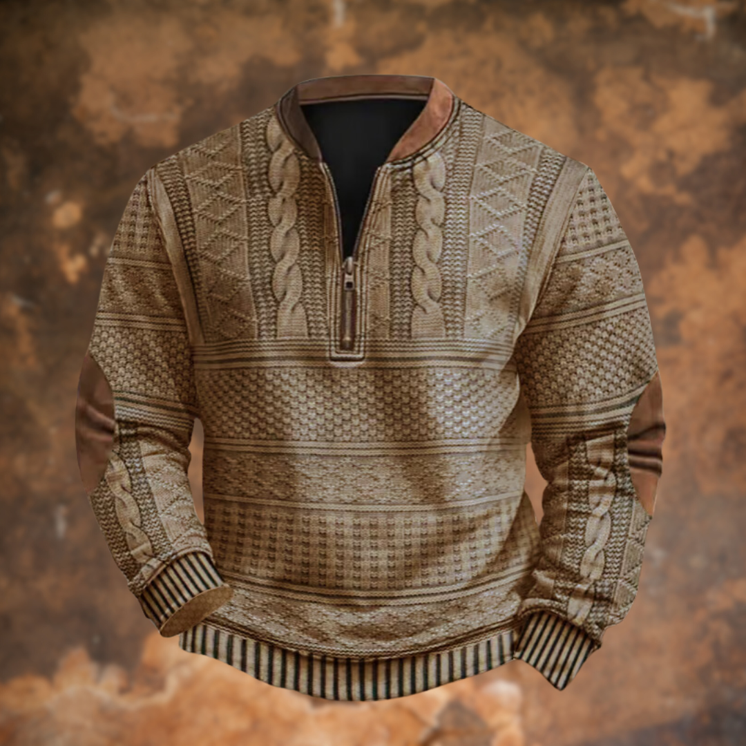 Antonio - Maglione da uomo con mezza zip e dettagli di stile