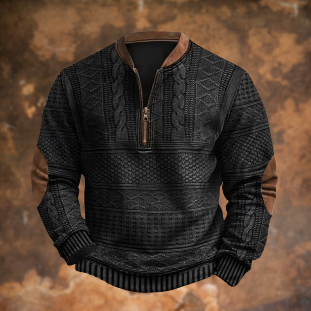 Antonio - Maglione da uomo con mezza zip e dettagli di stile