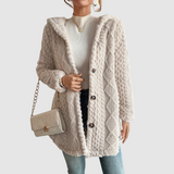 Barbara - Cardigan con cappuccio in finta pelliccia