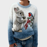 Lucia - Maglione in peluche con coniglietto natalizio