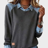 Cosima - Blusa in denim intrecciata a maniche lunghe