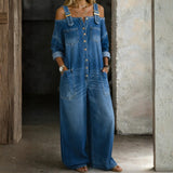 Celina - Tuta in denim con spalle scoperte