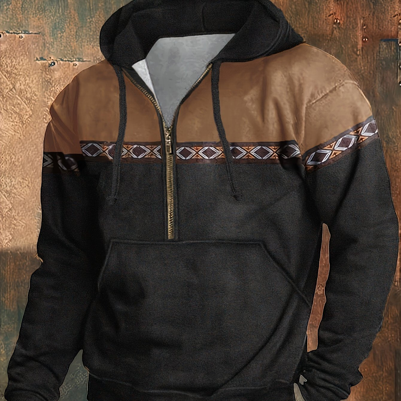 Felpa Yellowstone con cappuccio e mezza zip