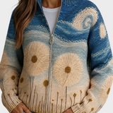 Iolanda - Cardigan trapuntato con zip a fiori di tarassaco
