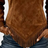 Pietra - Felpa elegante da donna con pelliccia e frange