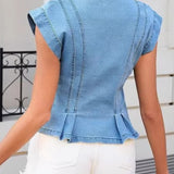 Virginia - Top in denim con scollo a V