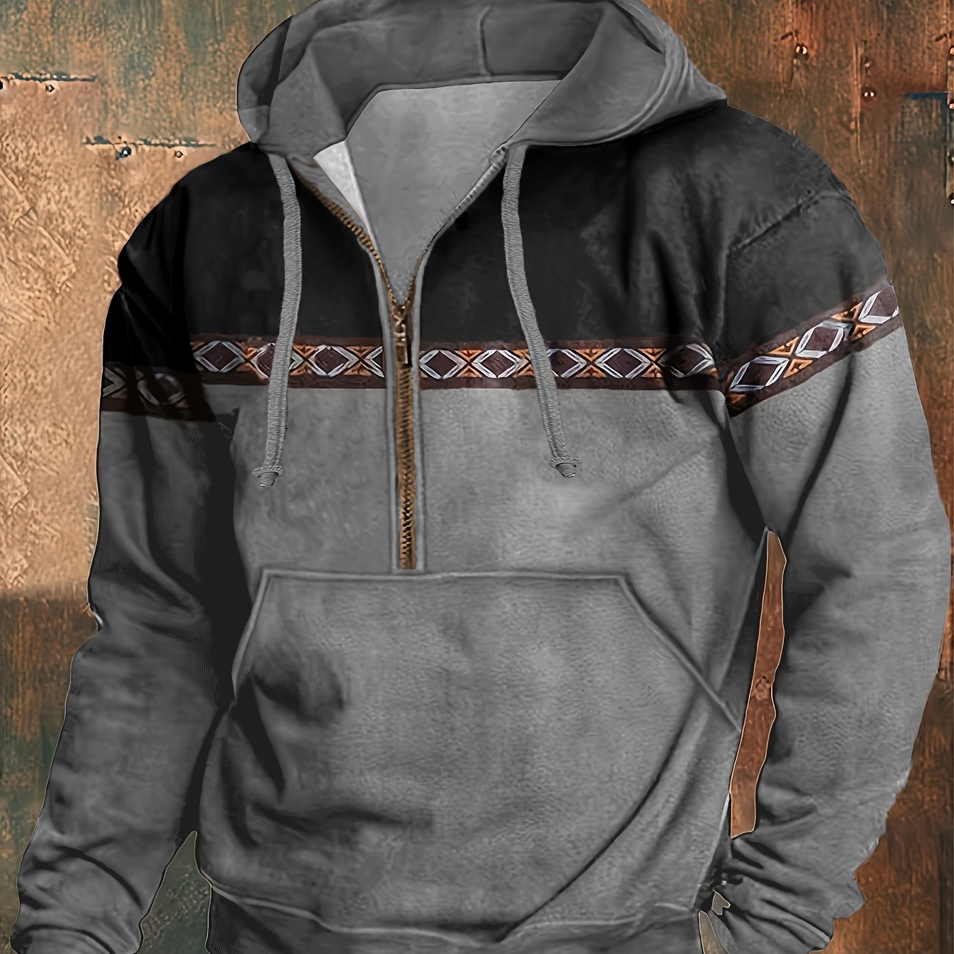 Felpa Yellowstone con cappuccio e mezza zip