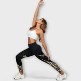 Pantaloni sportivi a vita alta leopardati