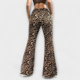 Pantaloni bootcut leopardati